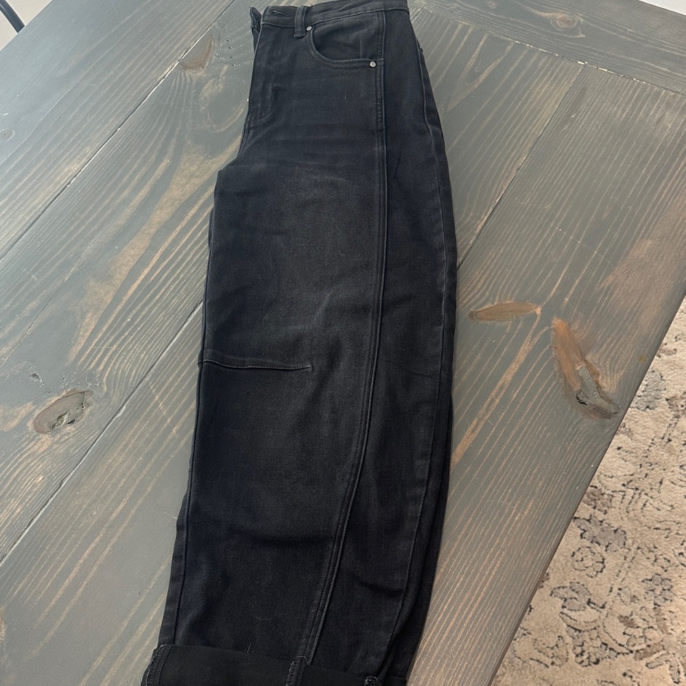 Risen Black Denim Barrel Jeans